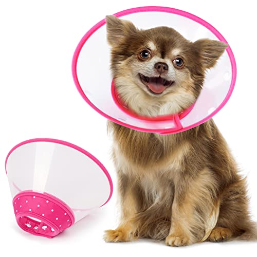 Vivifying Hundekegel für kleine Hunde, verstellbar, 20,3 - 24,6 cm, weiches, leichtes elisabethanisches Halsband für kleine Hunde und große Katzen, um Wunden nach Operationen zu stoppen (Rosa) von Vivifying