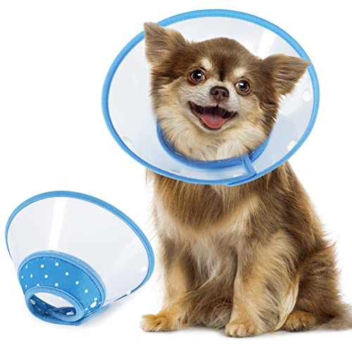 Vivifying Hundekegel für kleine Hunde, verstellbar, 20,3 - 24,6 cm, weiches, leichtes elisabethanisches Halsband für kleine Hunde und große Katzen, um Wunden nach der Operation zu stoppen (blau) von Vivifying