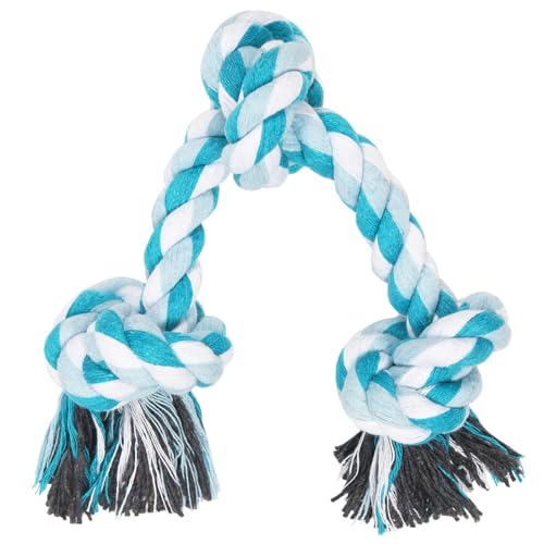 Vivifying Hundespielzeug, 3 Knoten, langlebig, geflochtene Baumwolle, Kauseil für Hunde, Katzen, Welpen, Zahnreinigung (blau) von Vivifying