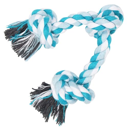 Vivifying Hundespielzeug, 3 Knoten, langlebig, geflochtene Baumwolle, Kauseil für Hunde, Katzen, Welpen, Zahnreinigung (blau) von Vivifying