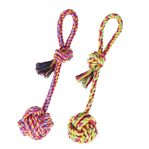 Vivifying Hundespielzeug Seil mit Ball, 2 Stück Interaktive Geflochtene Baumwolle Hundeseil Knoten für Hunde Zähne Reinigung von Vivifying