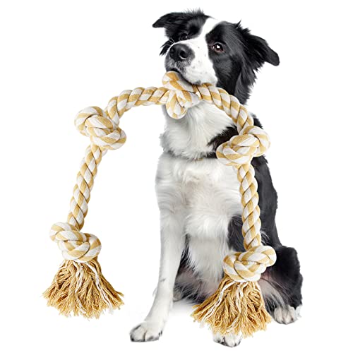 Vivifying Seil-Hundespielzeug, XL unzerstörbares Hundespielzeug für große Hunde, 88,9 cm stark geknotetes Hund interaktives Seil Kauspielzeug für aggressive Kauer von Vivifying