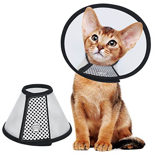 Vivifying Katzenkegel, verstellbarer Haustier-Kegel, 15,4 cm, leichtes Kunststoff, elisabethanisches Halsband für kleine Katzen, Kätzchen und Kaninchen (schwarz) von Vivifying