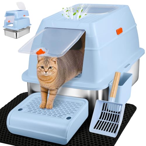 Vivifying Katzentoilette aus Edelstahl mit Deckel, XL Fronteingang geschlossen, extra große Katzentoilette für große Katzen und Kätzchen, abnehmbare Metall-Katzenpfanne mit hohem Seitengehäuse Vivifying Katzentoilette aus Edelstahl mit Deckel, XL Fronteingang geschlossen, extra große Katzentoilette für große Katzen und Kätzchen, abnehmbare Metall-Katzenpfanne mit hohem Seitengehäuse von Vivifying