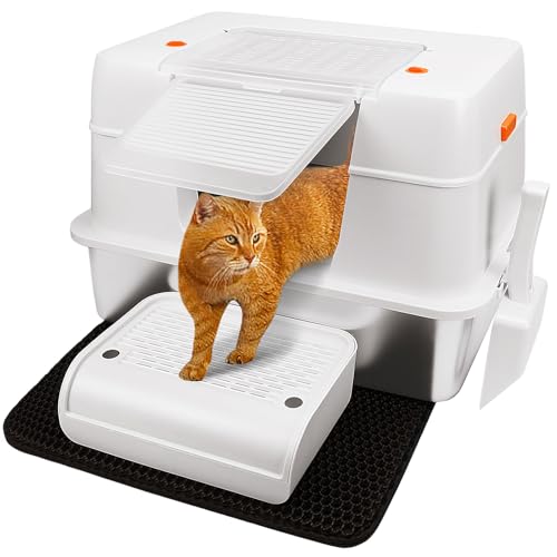 Vivifying Katzentoilette aus Edelstahl mit Deckel, XL-Seiteneingang, extra große Katzentoilette für große Katzen und Kätzchen, abnehmbare geschlossene Metall-Katzenpfanne mit hohem Seitengehäuse, Vivifying Katzentoilette aus Edelstahl mit Deckel, XL-Seiteneingang, extra große Katzentoilette für große Katzen und Kätzchen, abnehmbare geschlossene Metall-Katzenpfanne mit hohem Seitengehäuse, von Vivifying