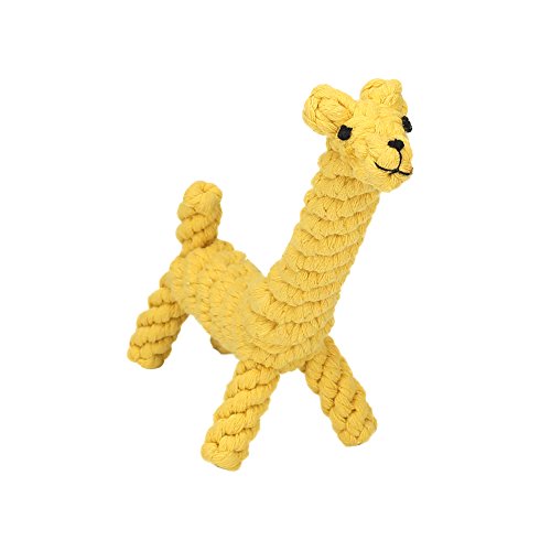 Vivifying Kauspielzeug für Welpen, aus Langlebiger Geflochtener Baumwolle Hundespielzeug Giraffe für Kleine Hunde Zahnreinigung (Gelb) von Vivifying