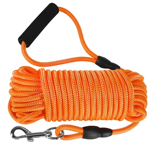 Vivifying Lange Hundeleine, 9,8 m, schwimmende Hundetrainingsleine, kariert, Seil mit bequemem Griff für draußen, Wandern, Schwimmen, Strand und See (Orange) von Vivifying