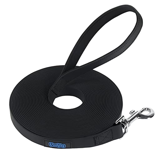 Vivifying Schleppleine 10m für Hunde, Wasserdicht Schleppleine für Hunde Draußen, Mit Gepolstertem Griff für Rückruftraining, Wandern, Schwimmen, Strand und See（Black） von Vivifying