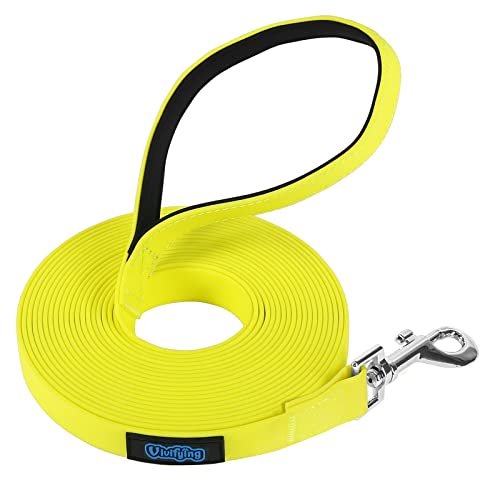 Vivifying Schleppleine für Hunde, Wasserdicht Schleppleine 6m für Draußen, Mit Gepolstertem Griff für Rückruftraining, Wandern, Schwimmen, Strand und See（Gelb） von Vivifying