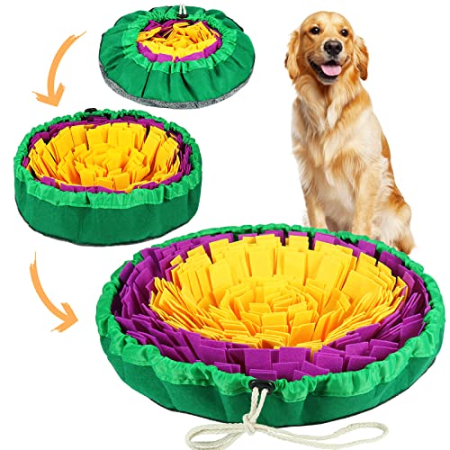 Vivifying Schnüffelteppich für Hunde, langlebige Hundespielzeug Große Hunde, waschbar interaktives Spielzeug, Schnüffelteppich für große Hunde und Welpen (Gelb/Lila) von Vivifying