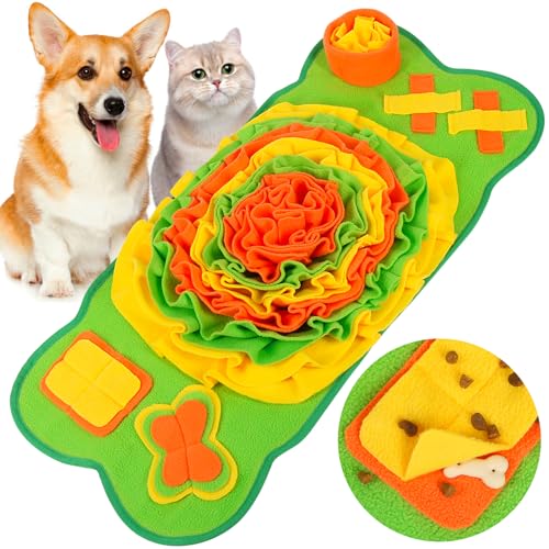Vivifying Snuffle Mat, Soft Fleece Sniff Mat for Small Dogs and Cats Slow Eating and Keep Busy, Dog Enrichment Toys to Help Mental Stimulation and Natural Foraging Skills (Orange Green Yellow) von Vivifying