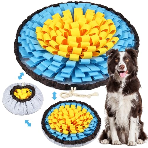Vivifying Verstellbare Schnüffelmatte, Schnüffelmatte für kleine mittelgroße und große Hunde, interaktives Hundespielzeug für Hunde, langsames Fressen und geistige Stimulation (Gelbblau) von Vivifying
