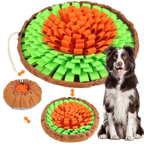 Vivifying Schnüffelmatte für Hunde, verstellbare Schnüffelmatte für kleine, mittelgroße und große Hunde, interaktives Hundespielzeug für Hunde, langsames Fressen und geistige Stimulation (Orange & von Vivifying