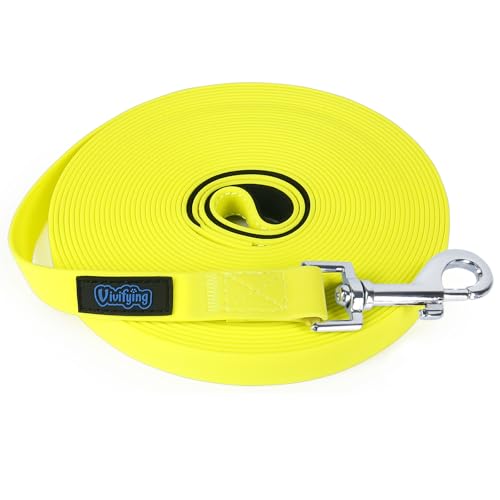 Vivifying wasserdichte Hundeleine, 10 m, strapazierfähiges PVC, Lange Trainingsleine mit gepolstertem Griff, ideal für mittelgroße und große Hunde, Training, Schwimmen, Wandern, Strand und Hof (Gelb) Vivifying wasserdichte Hundeleine, 10 m, strapazierfähiges PVC, Lange Trainingsleine mit gepolstertem Griff, ideal für mittelgroße und große Hunde, Training, Schwimmen, Wandern, Strand und Hof (Gelb) von Vivifying