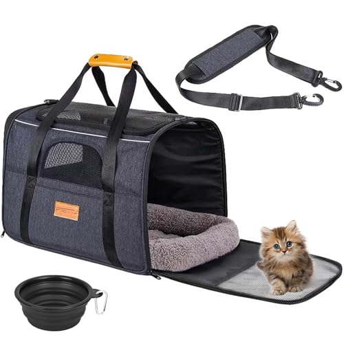 Premium Haustier-Tragetasche Reisetasche Faltbare Leichte Katzentragetasche Top Öffnung Hundetragetaschen mit Griffen Tragbare Welpentragetasche mit Abnehmbarer Matte Hundetragetasche von Vivo Technologies