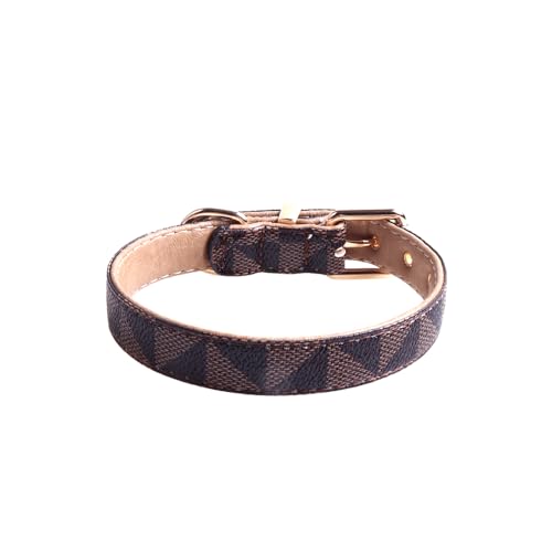 Viwind Hundehalsband Leder Verstellbares Leine Set 1.5/2cm Weiches Leder Geeignet für Katzen und Hunde (Braun -Kragen, 1.5cm-35cm) von Viwind