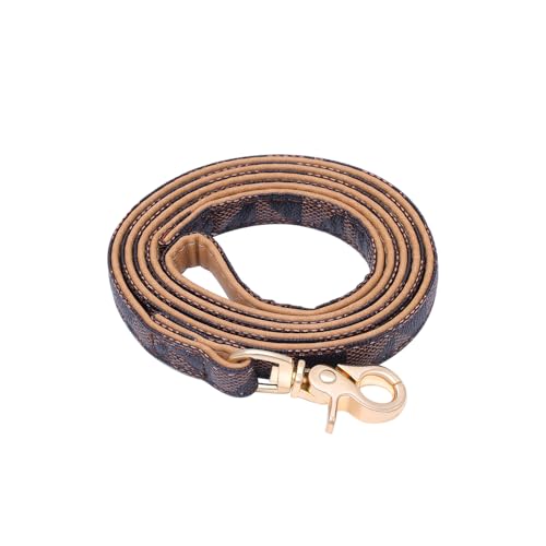 Viwind Hundehalsband Leder Verstellbares Leine Set 1.5/2cm Weiches Leder Geeignet für Katzen und Hunde (Braun-Leine, 1.5cm-120cm) von Viwind