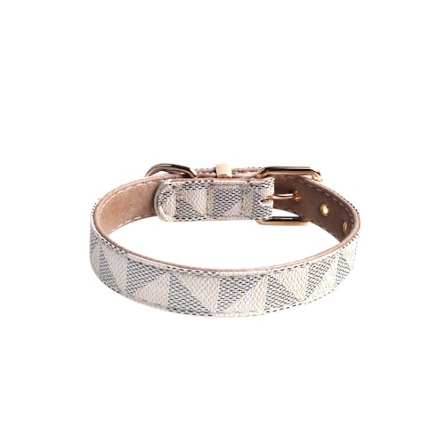 Viwind Hundehalsband Leder Verstellbares Leine Set 1.5/2cm Weiches Leder Geeignet für Katzen und Hunde (Weiß -Kragen, 2cm-40cm) von Viwind