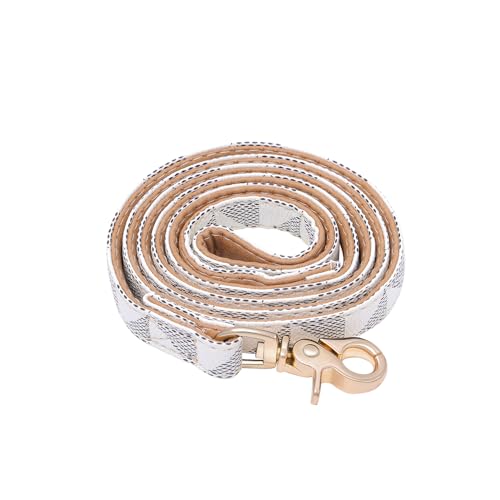 Viwind Hundehalsband Leder Verstellbares Leine Set 1.5/2cm Weiches Leder Geeignet für Katzen und Hunde (Weiß -Leine, 2cm-120cm) von Viwind