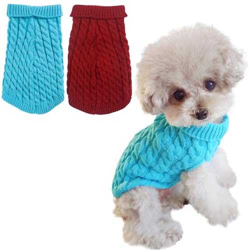 2 x Hundepullover, Größe XS, gestrickt, Chihuahua, Yorkie, Teetasse, Dackel, Hundepullover für kleine Hunde, Mädchen, Herren, Herbst, Winter, Welpen, Katzen, Pullover (XS) von Vixpyzz