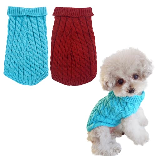 Pullover für kleine Hunde, Chihuahua, gestrickt, Yorkie, Dackel, Hundepullover für kleine Hunde, Mädchen, Herren, Herbst, Winter, Welpen, Katzen, Größe S, 2 Stück Pullover für kleine Hunde, Chihuahua, gestrickt, Yorkie, Dackel, Hundepullover für kleine Hunde, Mädchen, Herren, Herbst, Winter, Welpen, Katzen, Größe S, 2 Stück von Vixpyzz