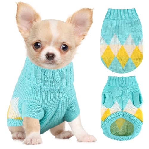 XXS Hundepullover, gestrickter Chihuahua-Pullover, Yorkie-Teetasse, Dackel, Hundepullover für kleine Hunde, Mädchen, Herren, Herbst, Winter, Welpen, Katzen, Pullover (XXS) von Vixpyzz