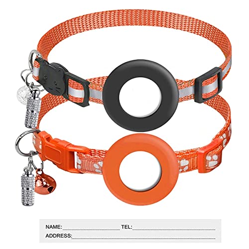 Vklopdsh 2 Stück für Halsband, Breakaway Halsbänder, verstellbarer reflektierender Gurt mit & ID-Tag, Orange von Vklopdsh