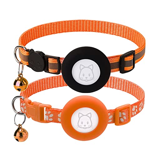 Vklopdsh 2er-Pack Halsband, für Tag-Halsbänder mit Sicherheitsschnalle und abnehmbar, für kleine Haustiere, Orange von Vklopdsh