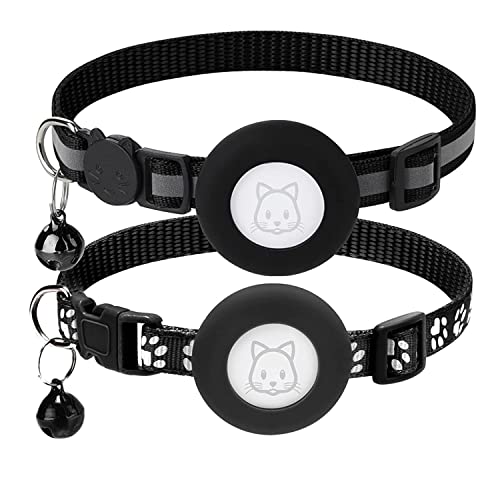 Vklopdsh 2er-Pack Halsband, für Tag-Halsbänder mit Sicherheitsschnalle und abnehmbar, für kleine Haustiere, Schwarz von Vklopdsh