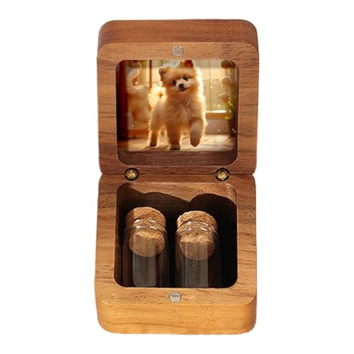 Vllold Aufbewahrungsbox für Tierhaare | Holzbehälter für Katzen und Hunde | Glasflasche für Haustierverlust | Beileidsbehälter für Kaninchen, Bart, Nägel, Asche, , Hamster von Vllold