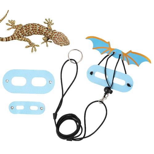 Vllold Bartdrachen-Leine, Meerschweinchen-Geschirr, Leine, 3 Größen, Lederflügel, Reptilien-Trainingsleine für Kleintiere, flexibles Tiergeschirr für Reptilien-Amphibien von Vllold