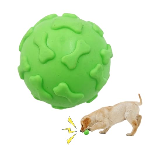 Vllold Hundespielzeug zum Beißen | Quietschende Beißbälle mit Knochenmustern, niedliches Bereicherungsspielzeug zum Beißen, lebensmittelechtes Welpenspielzeug für drinnen und draußen von Vllold