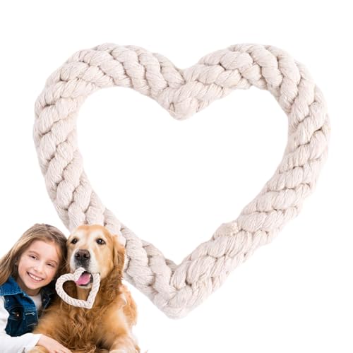 Vllold Kauspielzeug für Hunde, herzförmiges Seil für Valentinstag, Haustiere, Baumwolle, Kauzubehör, 12 cm von Vllold