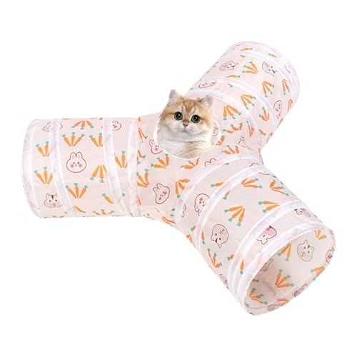 Vmiorzq Katzen Tunnel Bett,Interaktiver 3-Wege Zusammenfaltbarer Kätzchen Spieltunnel - Interaktives Katzenspielzeug,Haustierzubehör Für Kleine Kätzchen Hunde Kaninchen Indoor Outdoor Garten von Vmiorzq