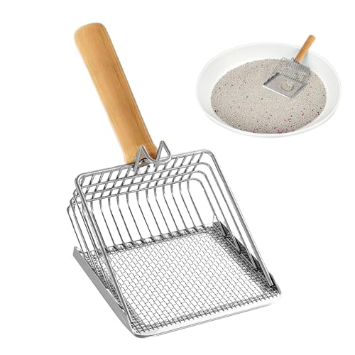 Vmiorzq Katzenkotschaufel, tiefe Schaufel mit Holzgriff, antihaftbeschichtet, einfache Reinigung, Kotheber mit Holzgriff, für den Innenbereich von Vmiorzq