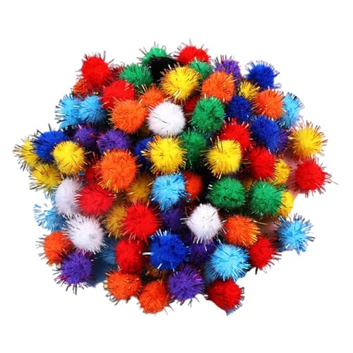 Vmiorzq Puffbälle zum Basteln, verschiedene Glitzerkugeln, Katzenspielzeug, 100 x interaktives Spielzeug, Kunst und Handwerk, dekoratives Material für handgefertigte Kunstdekorationen von Vmiorzq