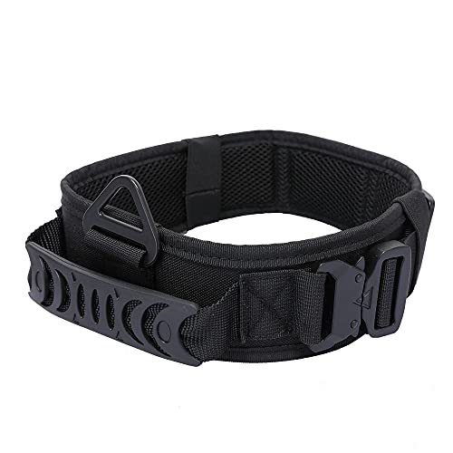 Vmokki Gepolstertes Hundehalsband 7cm Breit mit Zwei Schnalle, Kontrollgriff Taktisch Verstellbar Halsband für Große Hunde (Schwarz) von Vmokki