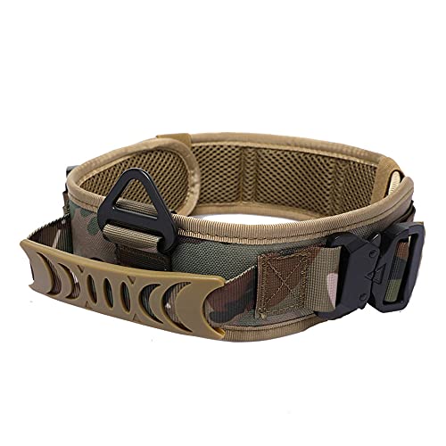 Vmokki Gepolstertes Hundehalsband 7cm Breit mit Zwei Schnalle, Kontrollgriff Taktisch Verstellbar Halsband für Große Hunde (Tarnfarbe) von Vmokki