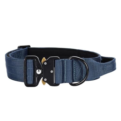 Vmokki Hundehalsband mit Metallschnalle Griff Verstellbar Weich Gepolstert Nylon für Welpen Mittlere Große Hunde (Blau, L) von Vmokki