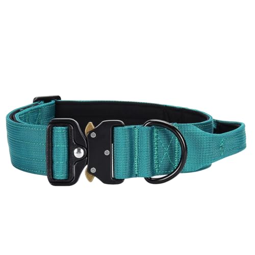 Vmokki Hundehalsband mit Metallschnalle Griff Verstellbar Weich Gepolstert Nylon für Welpen Mittlere Große Hunde (Grün, M) von Vmokki