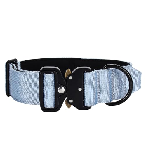 Vmokki Hundehalsband mit Metallschnalle Griff Verstellbar Weich Gepolstert Nylon für Welpen Mittlere Große Hunde (Hellblau, L) von Vmokki