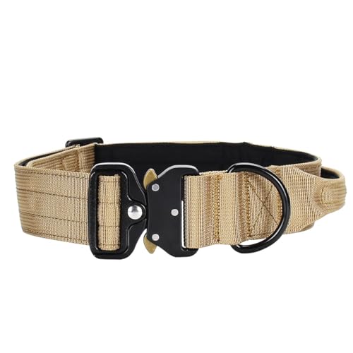 Vmokki Hundehalsband mit Metallschnalle Griff Verstellbar Weich Gepolstert Nylon für Welpen Mittlere Große Hunde (Khaki, M) von Vmokki