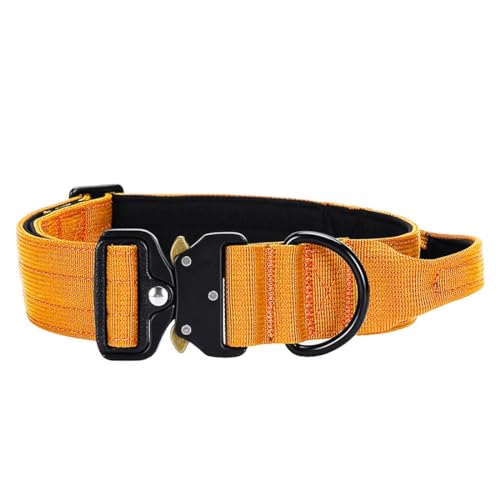 Vmokki Hundehalsband mit Metallschnalle Griff Verstellbar Weich Gepolstert Nylon für Welpen Mittlere Große Hunde (Orange, M) von Vmokki