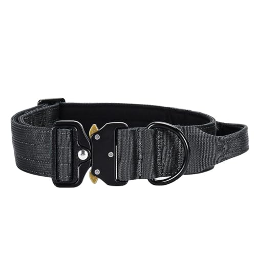 Vmokki Hundehalsband mit Metallschnalle Griff Verstellbar Weich Gepolstert Nylon für Welpen Mittlere Große Hunde (Schwarz, L) von Vmokki