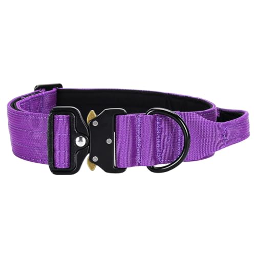 Vmokki Hundehalsband mit Metallschnalle Griff Verstellbar Weich Gepolstert Nylon für Welpen Mittlere Große Hunde (Violett, M) von Vmokki