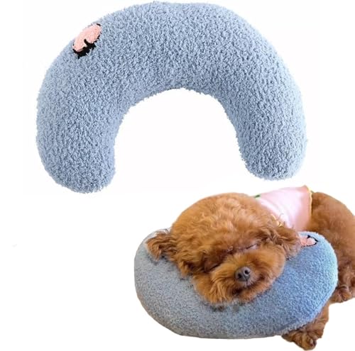 Hundekissen, U-förmig, weich, hohe Dichte, beruhigendes Kissen, waschbar, gemütliche Kopfstütze für Angstlinderung, Schlafverbesserung (Blau) von Vnnigmn