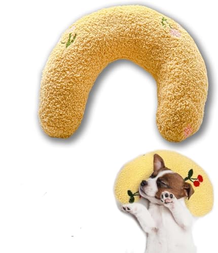 Hundekissen, U-förmig, weich, hohe Dichte, beruhigendes Kissen, waschbar, gemütliche Kopfstütze für Angstlinderung, Schlafverbesserung (Gelb) von Vnnigmn