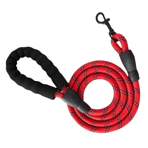 Reflektierende Hundeleine aus Seil mit gepolstertem Griff – Trainingsleine für Hunde – 1,5 m lang – 1 cm breit – ideal für mittelgroße bis große Hunde (Rot) von Vnvnvnv