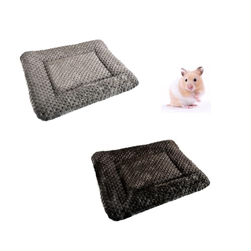 Voarge 2 Stück Plüschbett für kleine Tiere, warmes Schlafkissen, Winterdecke für Welpen, Kaninchen, Chinchilla, Eichhörnchen (Hellgrau + Dunkelgrau) von Voarge
