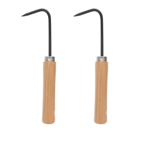 Voarge 2 pcs Hand Unkrautstecher Edelstahl Unkraut Manueller Unkrautstecher Mit Holzgriff Garten Grubber mit geringer Arbeitsbreite von Voarge